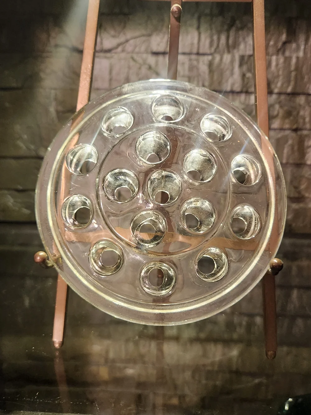 Vintage Clear Glass Flower Frog Vase Insert 16 Holes 5.25